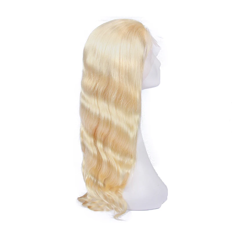 

22 inch Chinese virgin human hair body wave 613 blonde silk base full lace wig for white women
