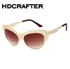 2016 High Quality Luxury Brand metal hollow out deals cat eye sun glasses sunglasses ranges