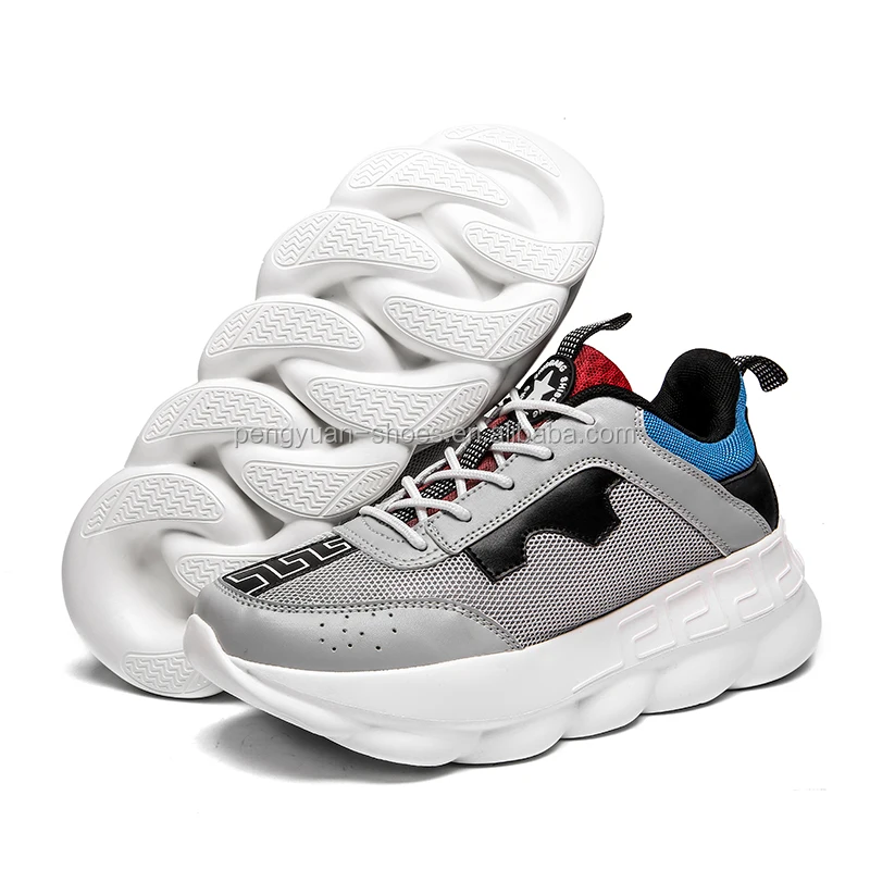 

fashion design shoes dad shoes Chunky Sneakers unisex size shoes chain style sole, Black gray white