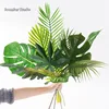 Wholesale Artificial Indoor DIY 40cm 60cm Large size Tropical Leaves Green Turtle Plam Leaf Artificial Leaves for Decoration