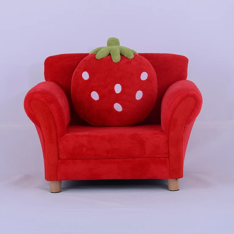 Kids Toddlers Sofa Lounge Couch Strawberry Single Seat Red