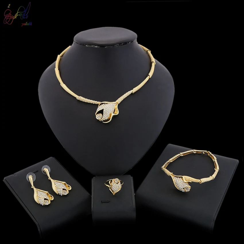 

Yulaili Gold Rani Haar Costume 4pcs Jewelry Set In dubai For Wedding Bridal