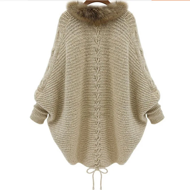 fur collar cardigan plus size