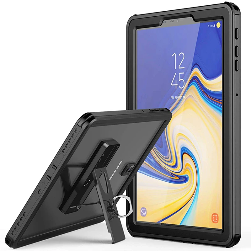 

Waterproof Case for Samsung Galaxy Tab S4 10.5 inch, Full-body Rugged Shockproof Protective Case Cover for Samsung Tab S4, Black+clear