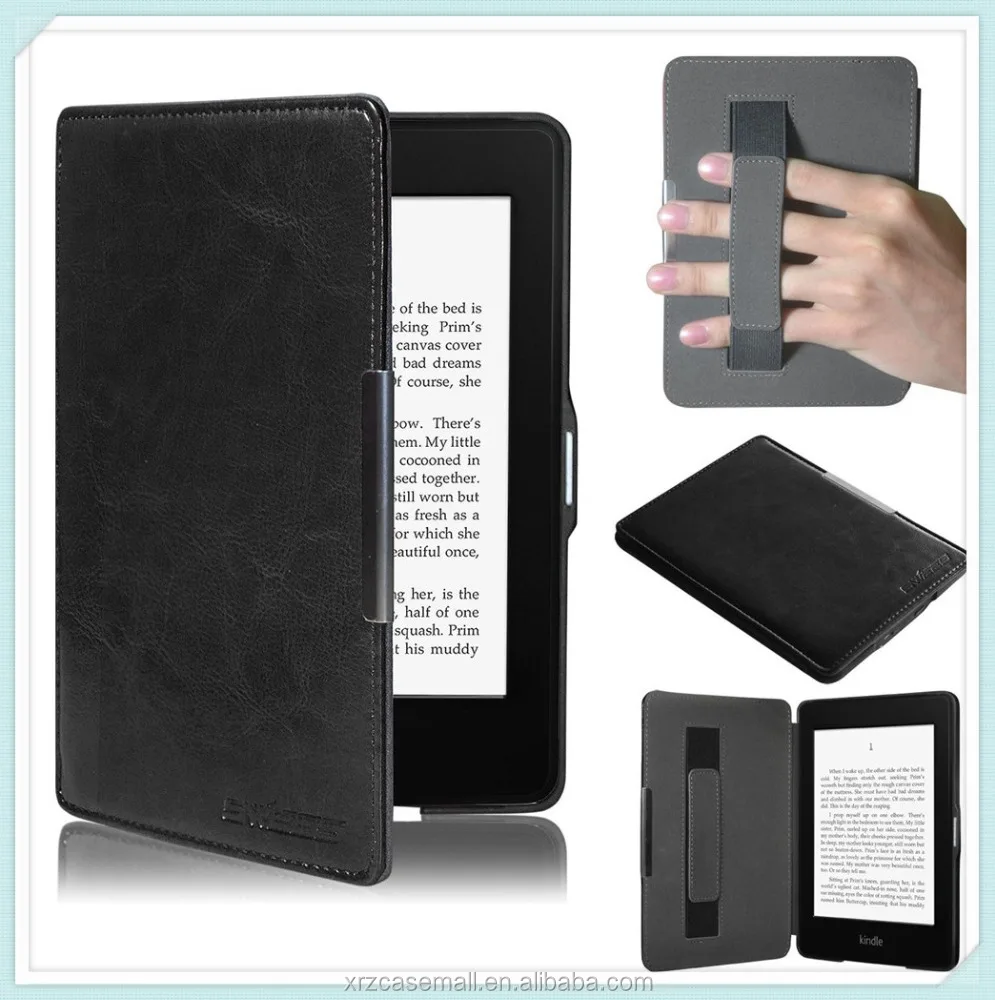 

Ultra Slim Leather Cover with Elastic Hand Strap Case for Kindle Paperwhite 1,2,3, Balck/pink/red/blue