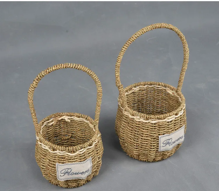 Woven Picnic Storage Fabric Easter Seagrass Belly Basket