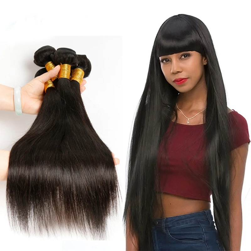 

Geleisi New 2019 Double Weft Straight Raw Indian Temple Remy Natural Human Hair Extensions, Natural black color and all colors available