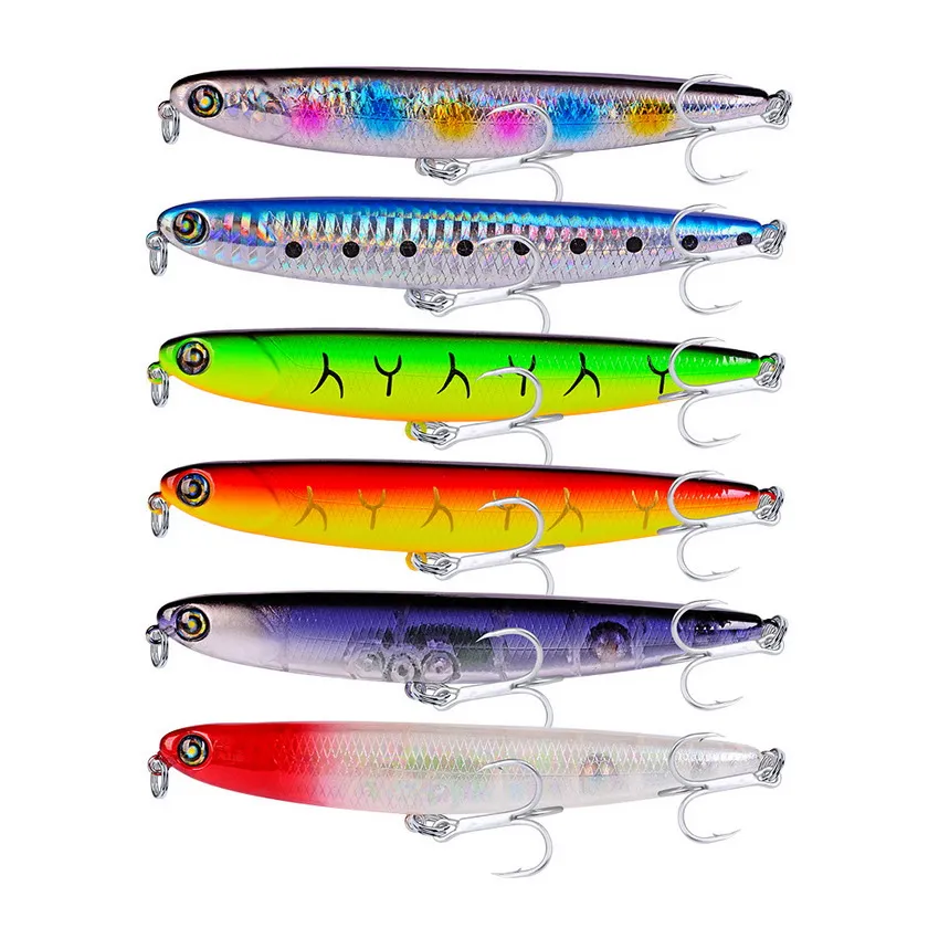 

Pencil Fishing Lures 3D eyes 11.5CM 14G Plastic Wobbler Artificial Hard Bait Floating Surface, 9 colors available