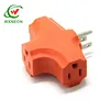 Orange 3 Way Plug T-shaped Outlet Adapter Grounded Wall Adapter