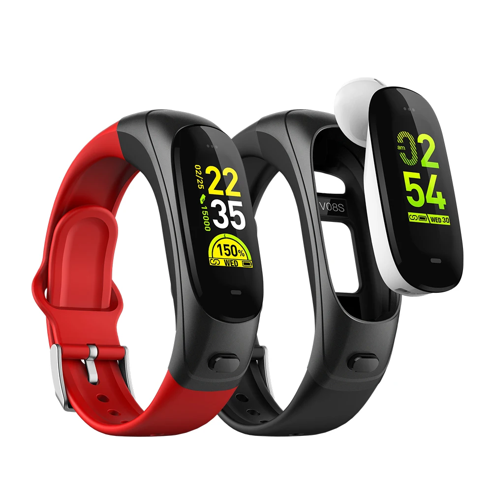 

skmei new 2019 smart with heart rate earphone blood pressure monitor watch, Blue;balck