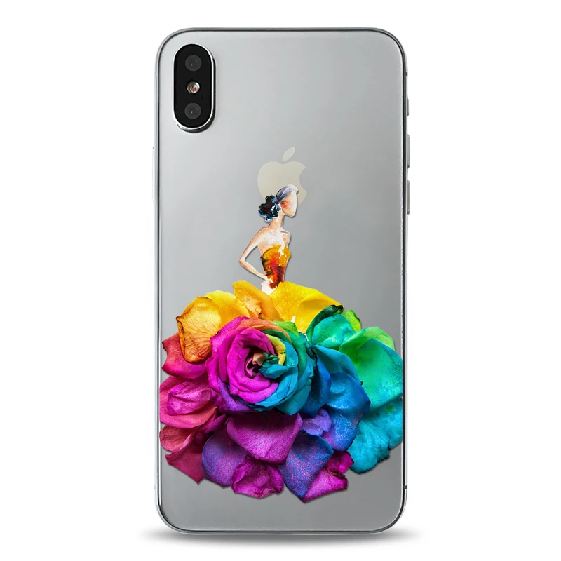 

Flower Dance Girl TPU Custom Printed Phone Case For iPhone X XS XR XS MAX