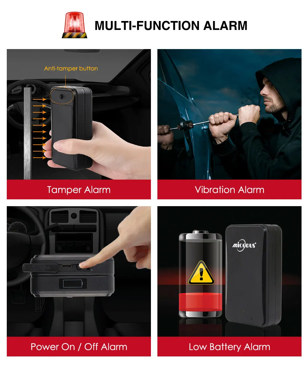 Tempo de Espera de Rastreamento Rastreamento em Tempo Monitor de Voz Gps do Carro At4 2g Ipx5 Forte Ímã Rastreador à Prova d' Água 10000 Mah Longo em Tempo Real Gsm Gps Localizador 15 mAh Longo Tempo de Espera de Rastreamento