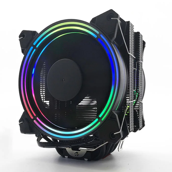 High end Double 4 pin RGB Rainbow  Cooling fan 6 heatpipe cpu cooler