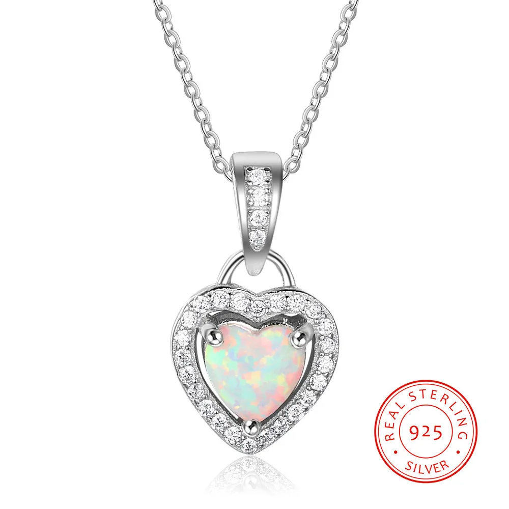 925 Sterling Silver Opal Heart Pendant Necklace Jewelry Buy Hamsa