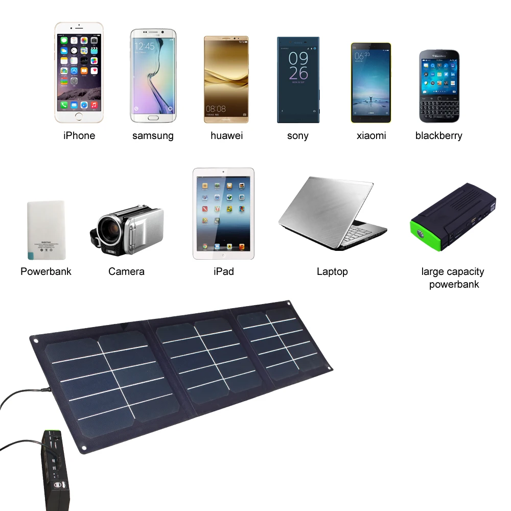 Waterproof 32w 60w Foldable Laptop Kit Mobility Scooter Solar Battery