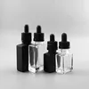fancy rectangular black glass dropper bottle 30ml 15ml essential/beard oil square glass e liquid bottle