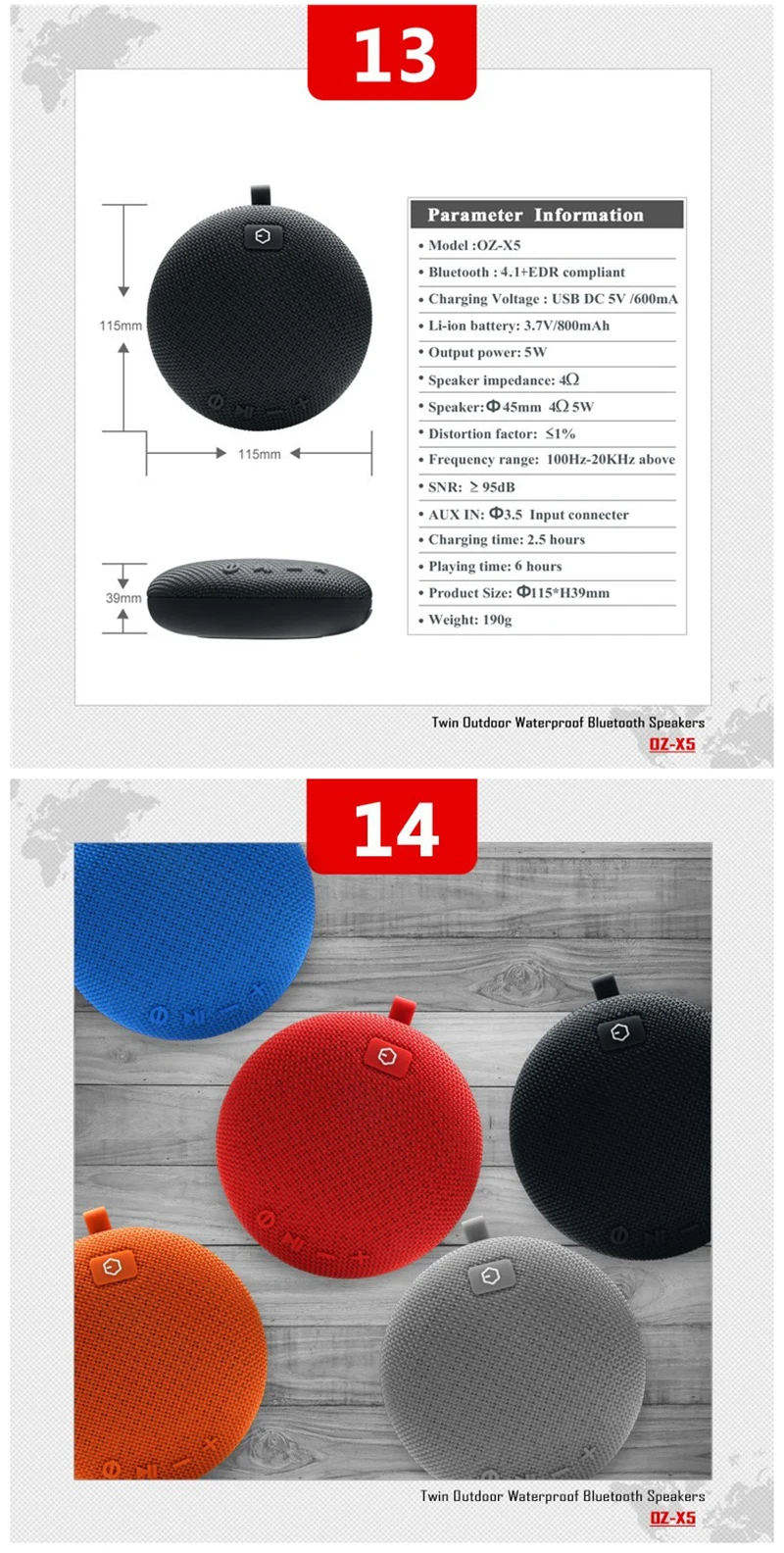 Hot products ebay bluetooth speaker round ozzie x5 ipx5 waterproof bluetooth speaker for huawei mate 30 pro - ANKUX.COM