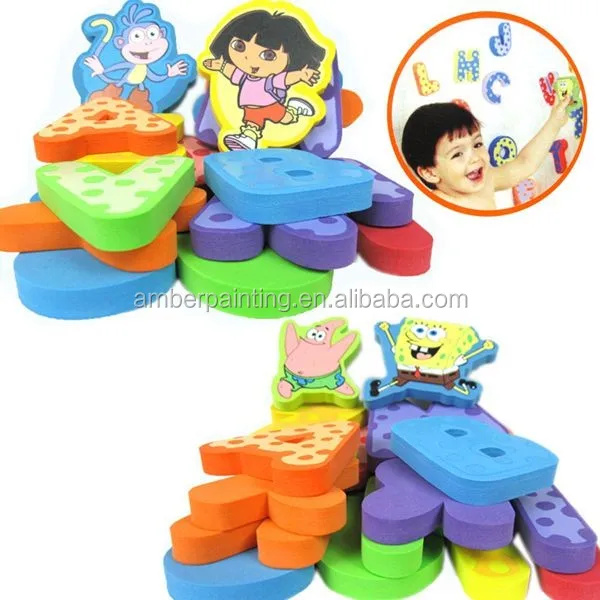 Colorful printed tub town baby foam bath toys (letter and number)