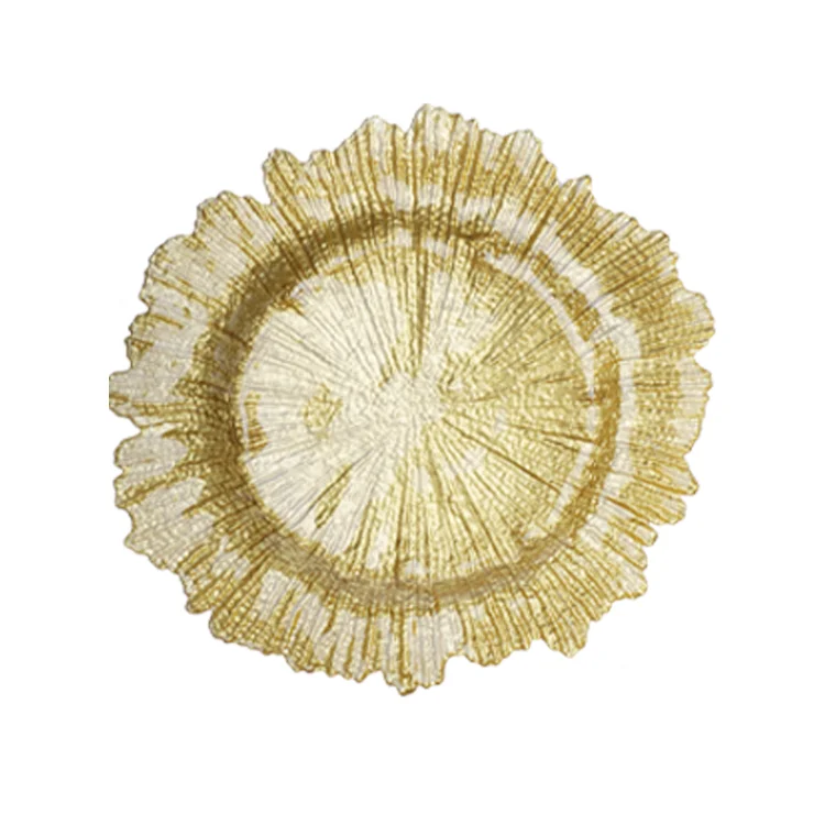 Handmade gold glass bead charger plates wholesale