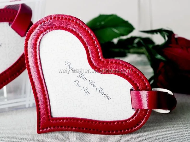 Factory Heart Shape Luggage Tag Good Quality Leather Luggage Tags Wedding Favor - Buy Leather Luggage Tags Wedding Favor