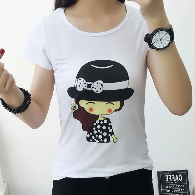 

High quality Wholesale letter carton printed women t shirt OCW1706