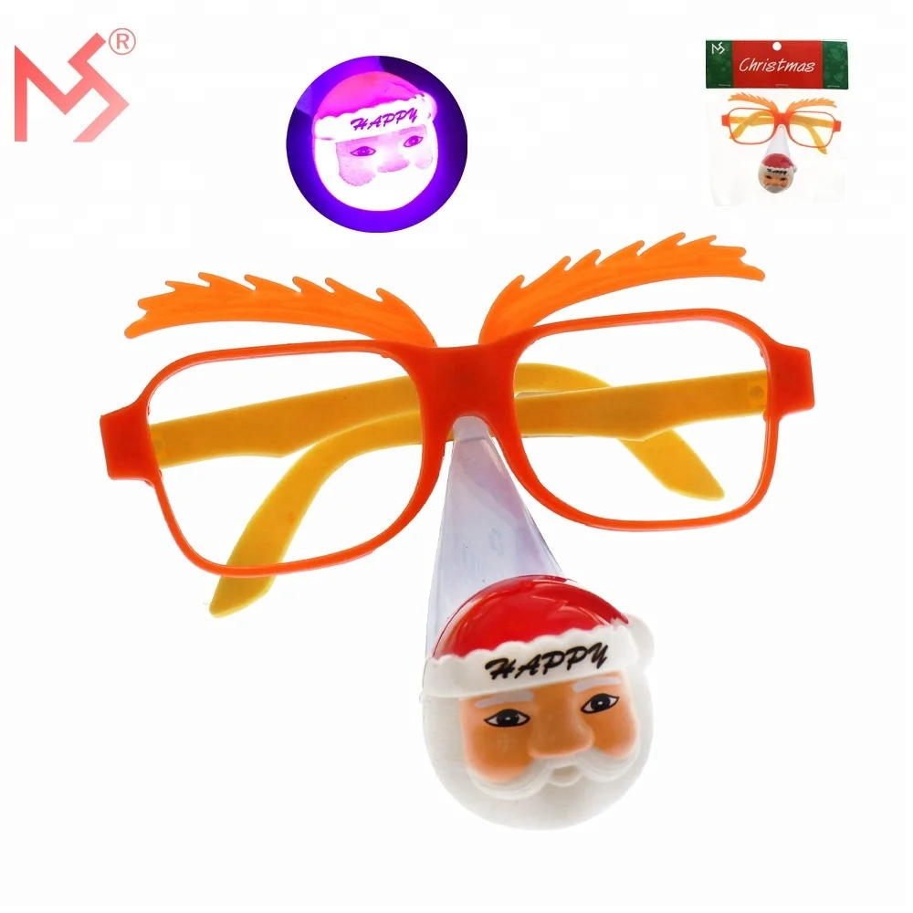 Hot Sale Plastic Christmas Light Glasses With Nose Buy Christmas