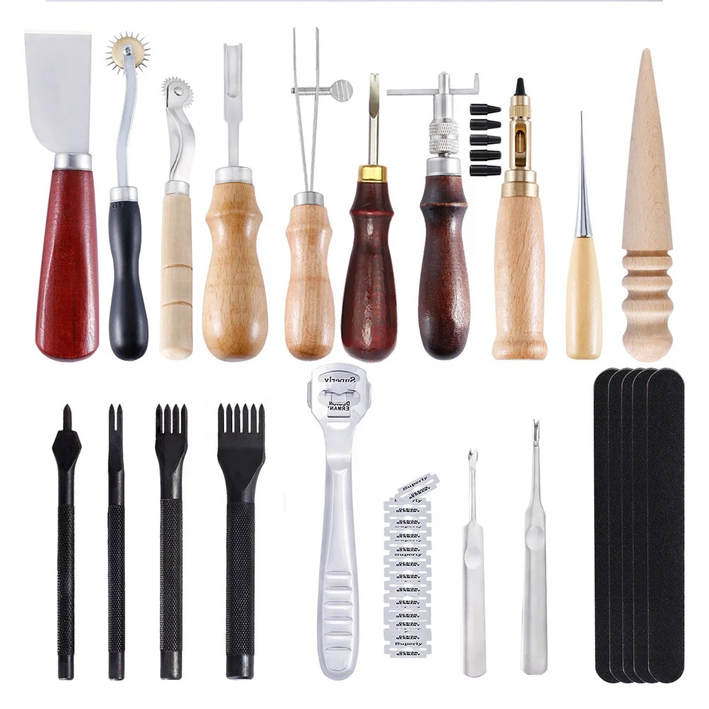 

L28 19 pcs/set Leather Crafting Working Tool Set Diamond Leather Hand Tools