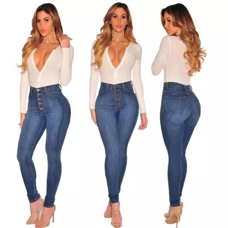 

YSMARKET Denim Jeans Casual Skinny Stretch Slim Long Pencil Pants Womens Spring Clothing Office High Waist Trousers E602