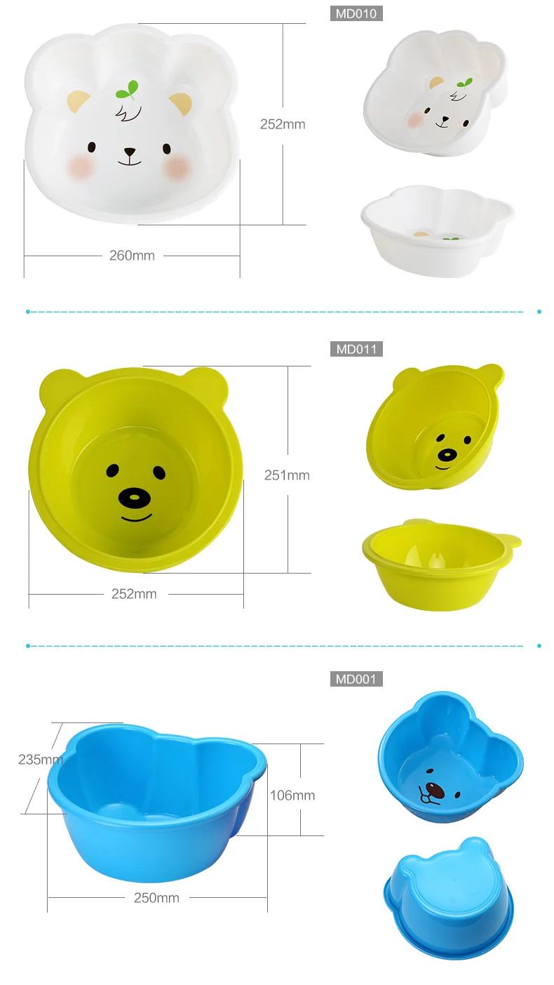 3.3L Best Sale Bear Design Small Wash Basin For Kid Bathroom Plastic Basins