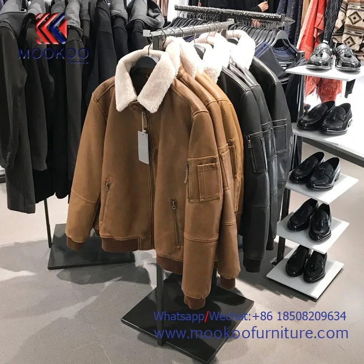 Zara Clothing Display Racks With Black Iron Spraying And Aluminum Rod