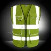 Size S Cnss120150 hi vis fluorescent yellow knitted fabric warning safety vest/waistcoat with reflective tape/trim/strip pockets