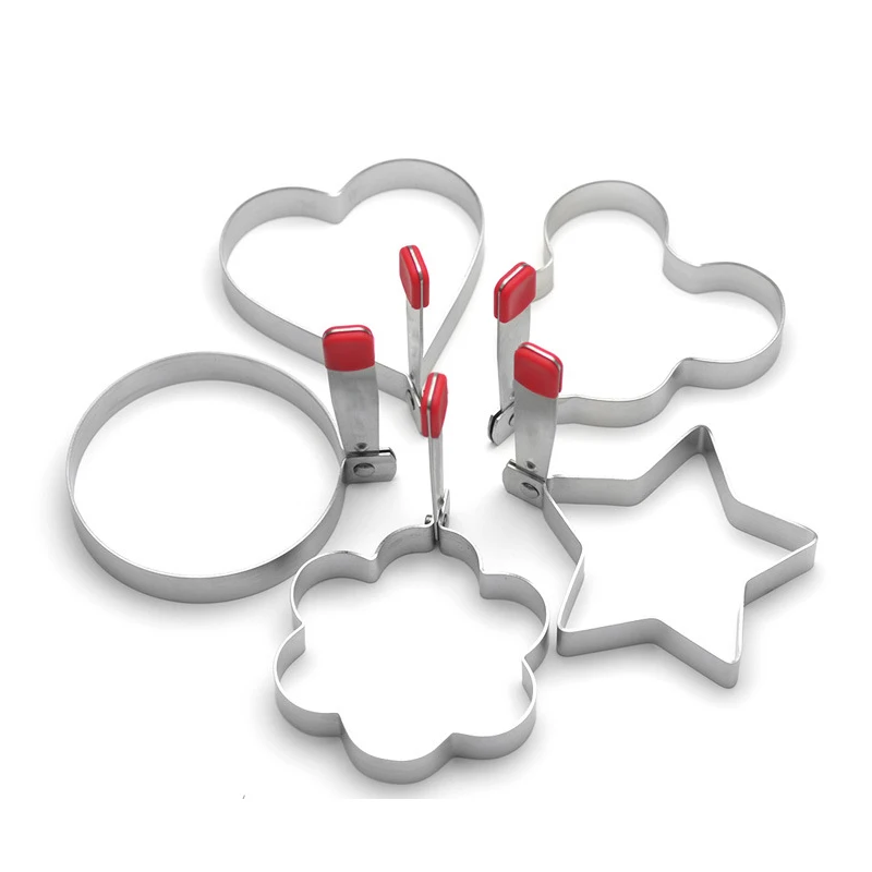 

Heart Round Flower Star Shaped Egg Mold Ring Stainless steel, Silver