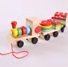 FQ brand hot sale funny baby safety build the Shape matching trail wooden blocks train
