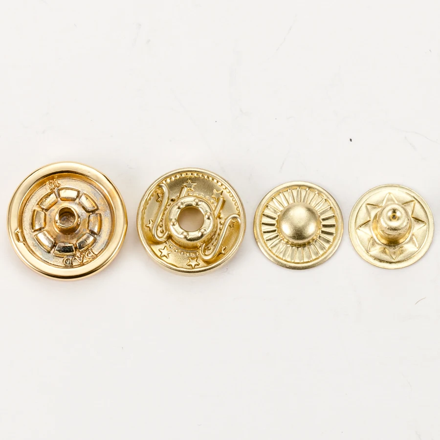 
Custom four part plated press golden color alloy metal snap button for coats factory sale directly 
