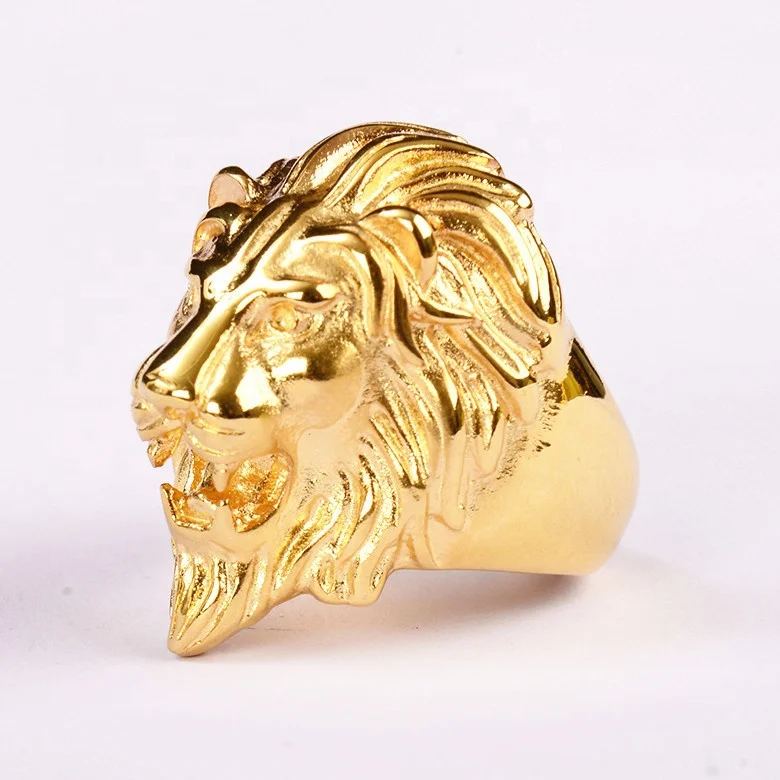 

head of lion king rings for men stainless steel, Gold /silver