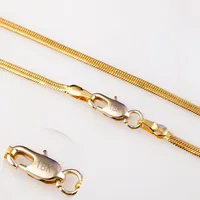 

men gold chains 2mm flat snake necklace 18k gold stamped 18kgf 20 inch chain stock wholesale