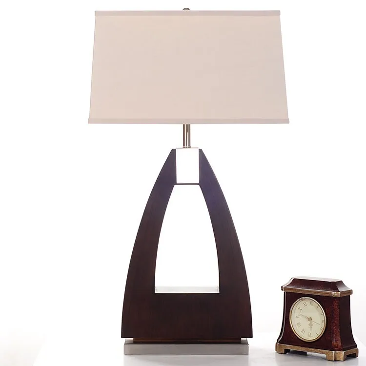 Dongguan Lighting Hollow Desk Lamp Black Wooden Base Hotel Table Lamp