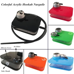 Image of Colorful Narguile Acrylic Shisha Hookah With Charcoal Holder Silicone Bowl LED Light