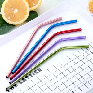 Bar accessories type green straw metal red pink straws with customized logo