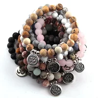 

Beautiful Women Energy Bracelets,femme bracelet 8mm Natural stone Lava Yoga Buddha OM Men bracelet
