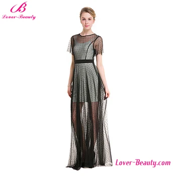 Fast Shipping Light Green Black Woman Maxi Wedding Lace Dress