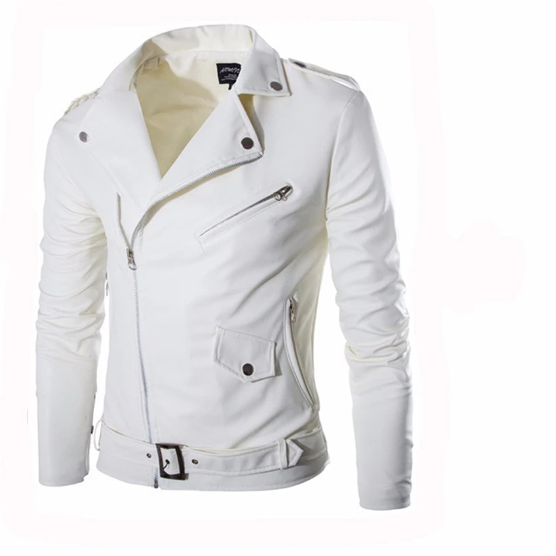 
Autumn and winter Men Washed PU Leather white black Casual Motorcycle Jacket with cheap price 
