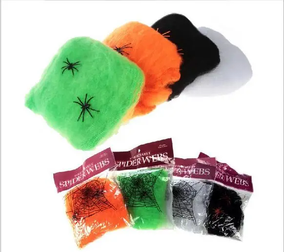 2016 Free shipping Halloween Supplies Halloween props Cobweb spider silk accessories Cotton belt spider Gags Practical