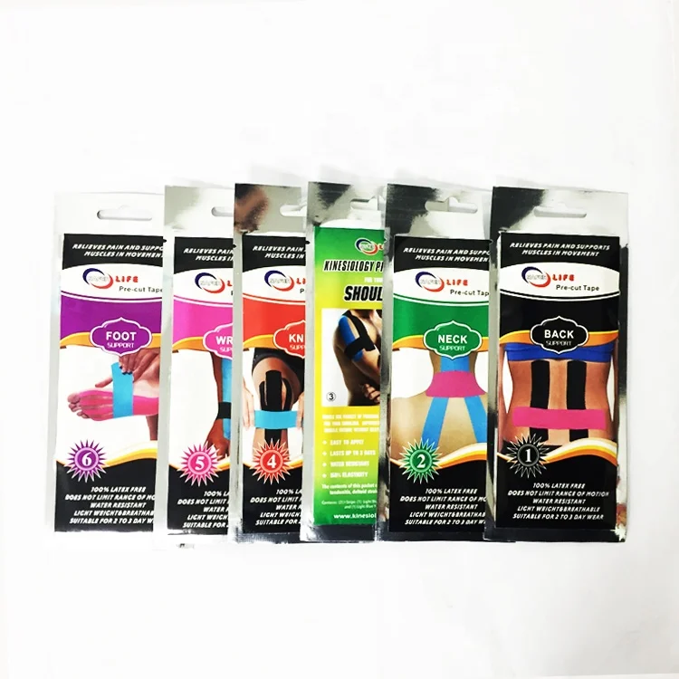 

Pre-cut Kinesiology Tape In Individual Foil Packing, Beige, black, pink , bule , customized available