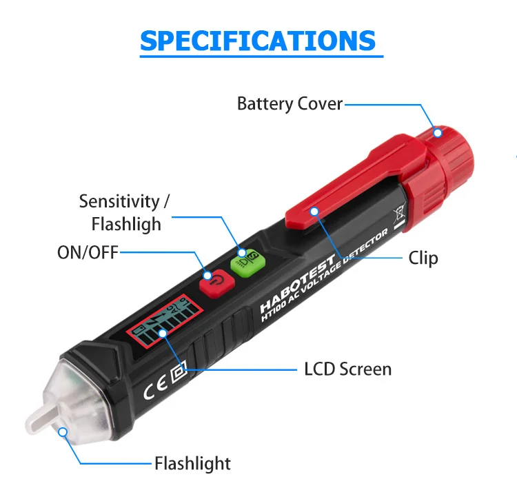 
double range voltage tester non contact electric tester of Red and green double 