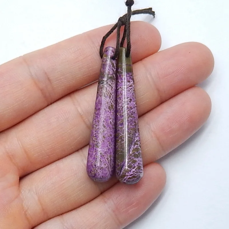 

Gem Stone Earrings Africa Purple Stone Vintage Fashion Drop Earring for Making Jewelry, 40x8mm, 5.5g, Natural