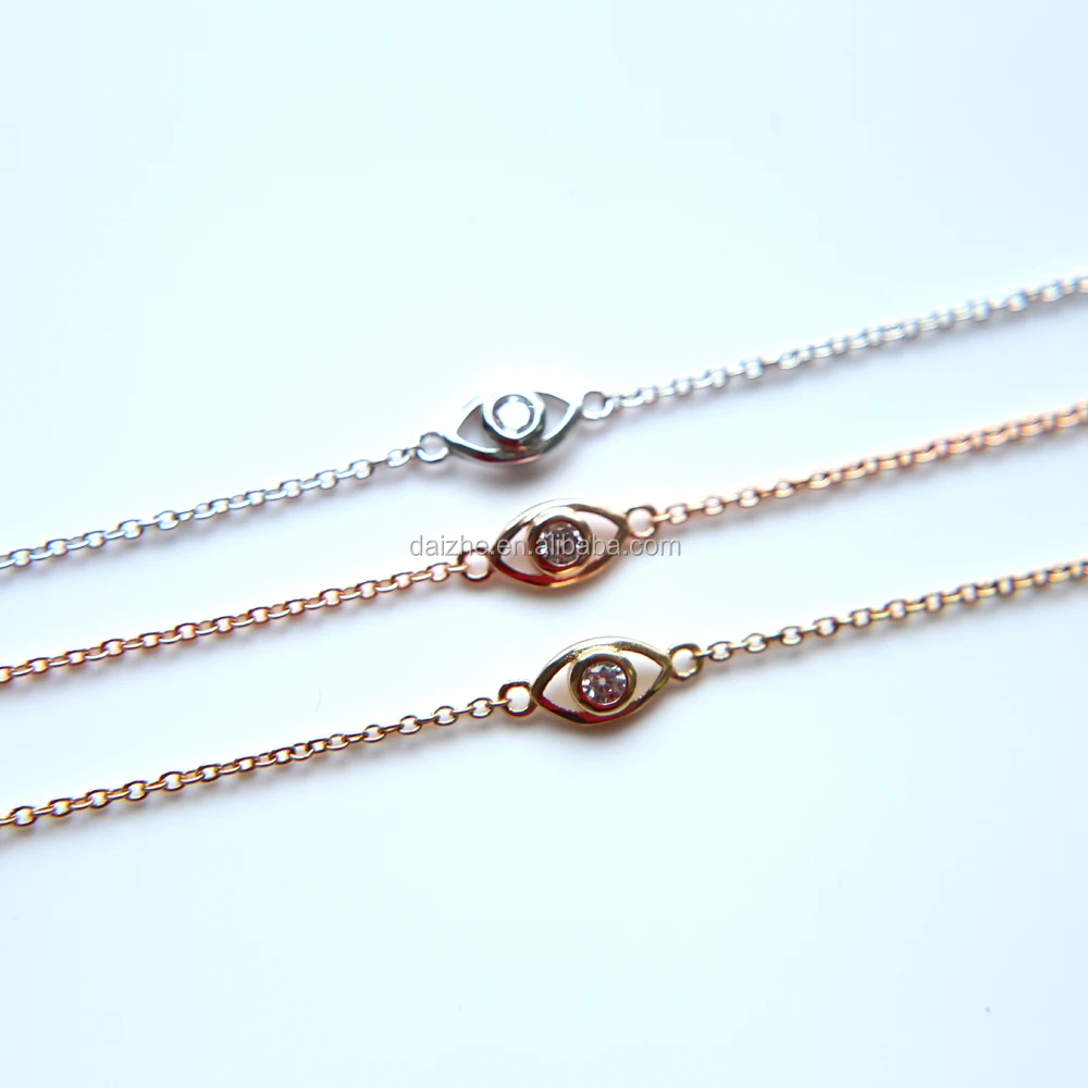 

2017 925 sterling silver cute evil eye link chain bracelet for girl