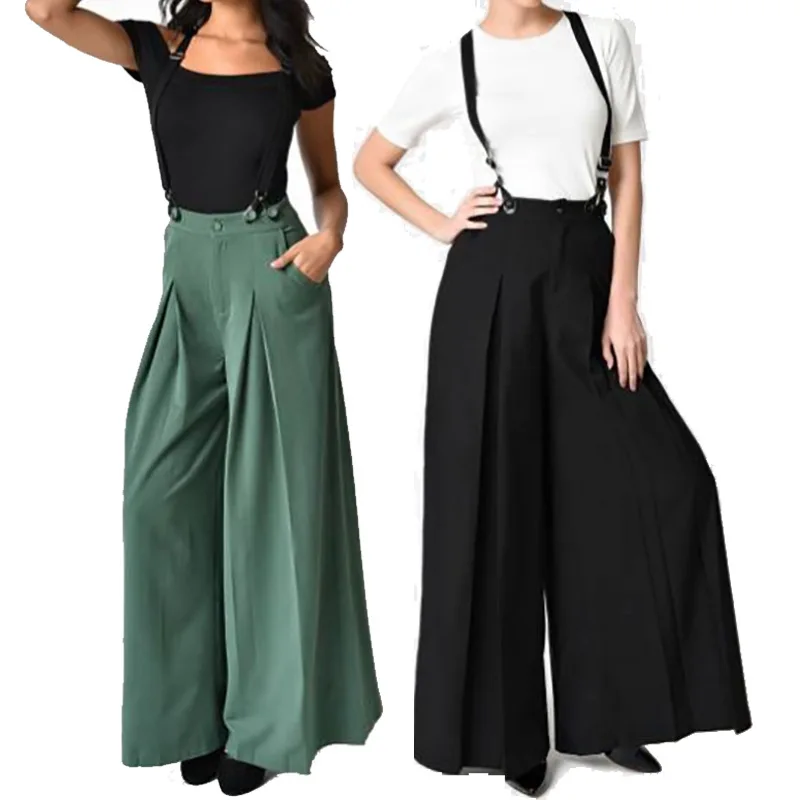 

Fashion Street Style Detachable Vintage Wide Leg Pants Women Loose Rompers, Customized color