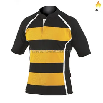 yellow and black rugby shirt