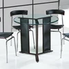 Round shape Tempered glass table top low price Metal with PVC frame dining table
